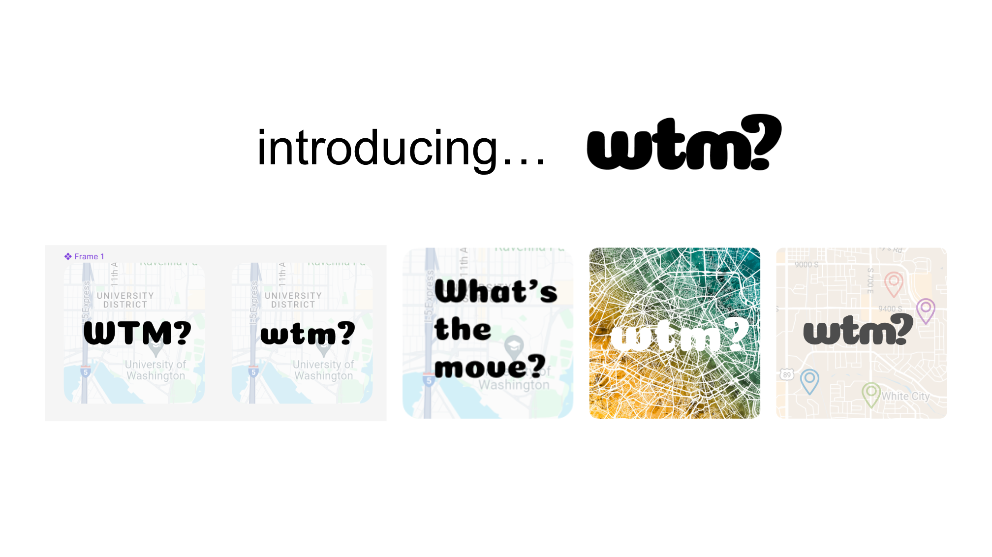 Text: 'Introducing... wtm?' with log ideasa.
